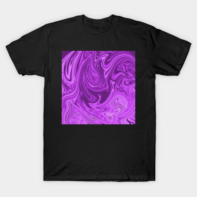 Shades of Purple liquid marble abstract wavy pattern T-Shirt by galaxieartshop